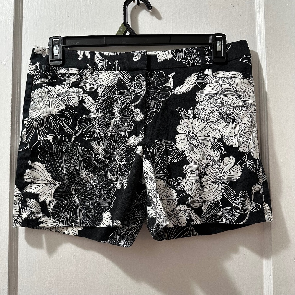 White House Black Market Black and White Floral Shorts